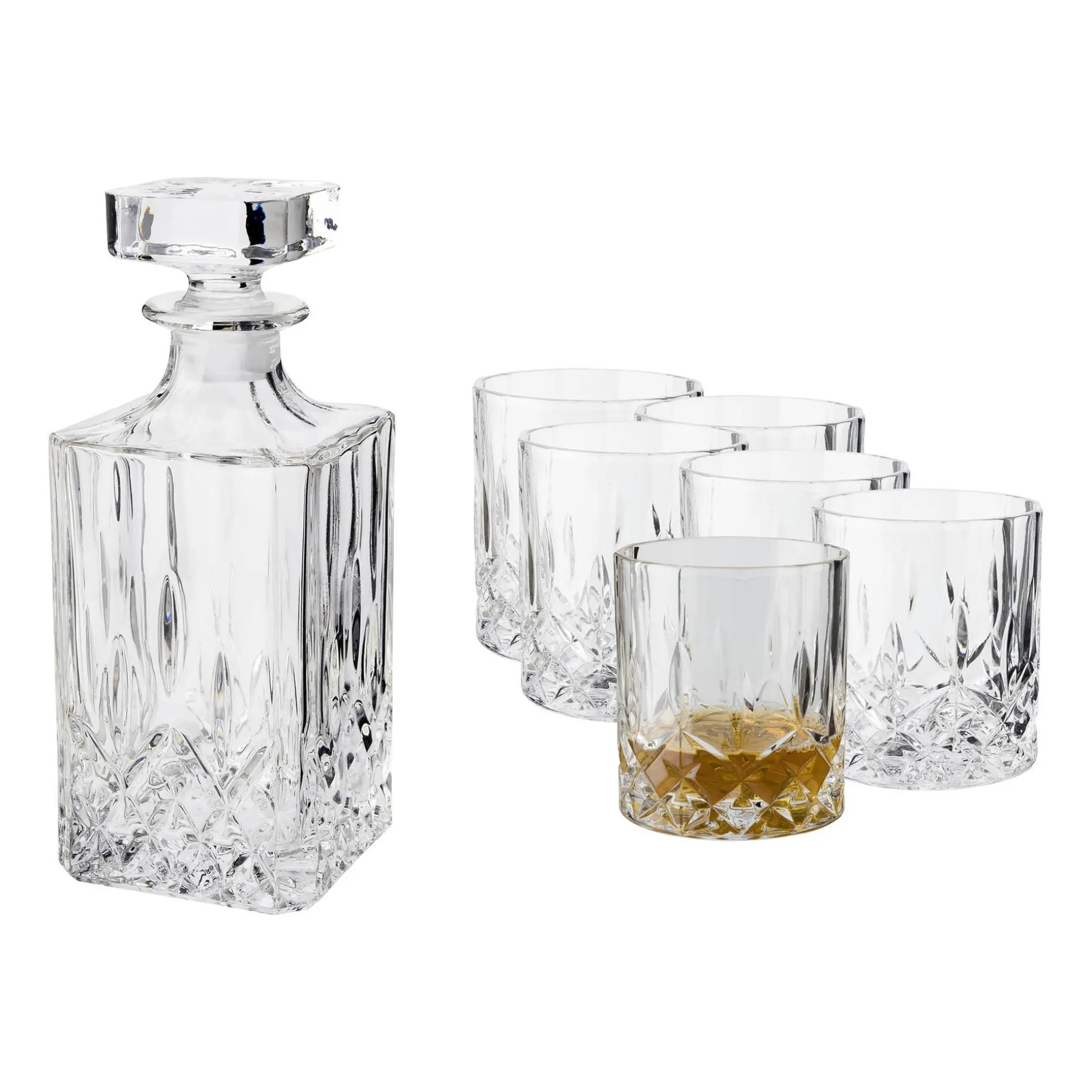 Vide Whiskeysett Karaffel Og 6 Stk. Whiskeyglass